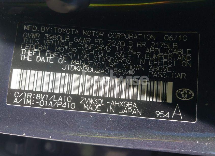 Photo 9 of 2010 Toyota Prius IV (VIN JTDKN3DU2A0188949)