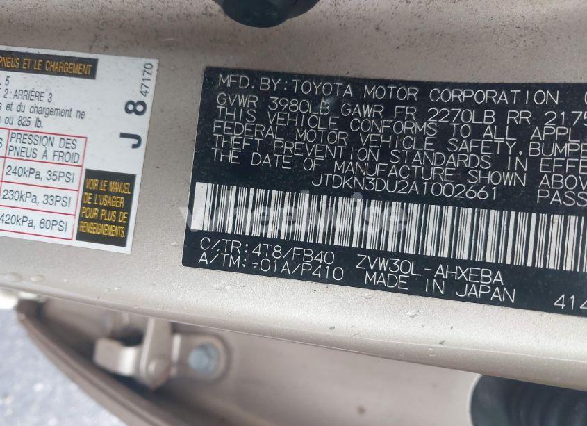Photo 9 of 2010 Toyota Prius III (VIN JTDKN3DU2A1002661)