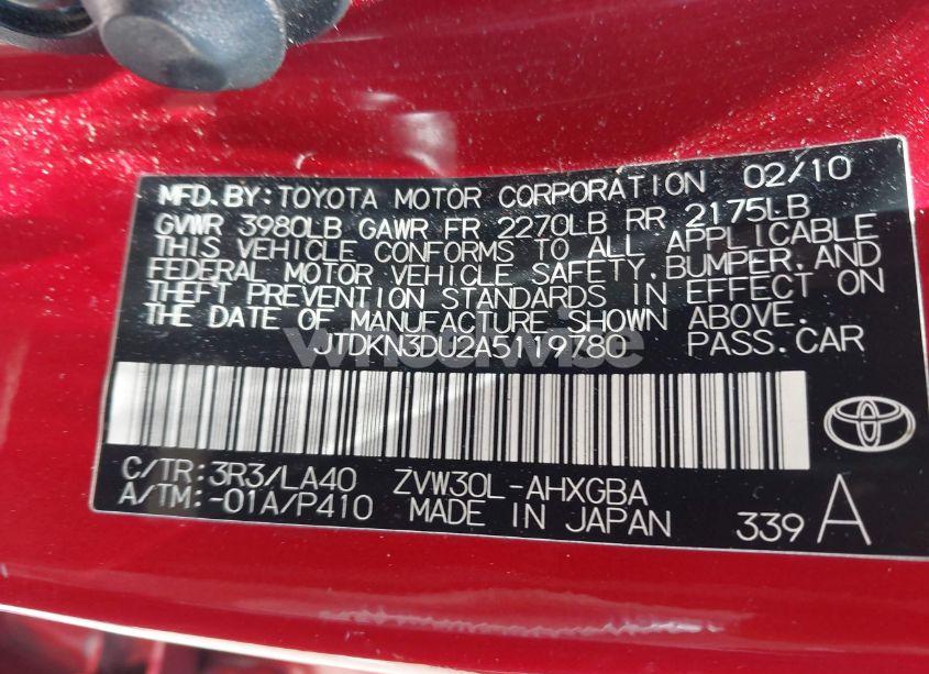 Photo 9 of 2010 Toyota Prius IV (VIN JTDKN3DU2A5119780)