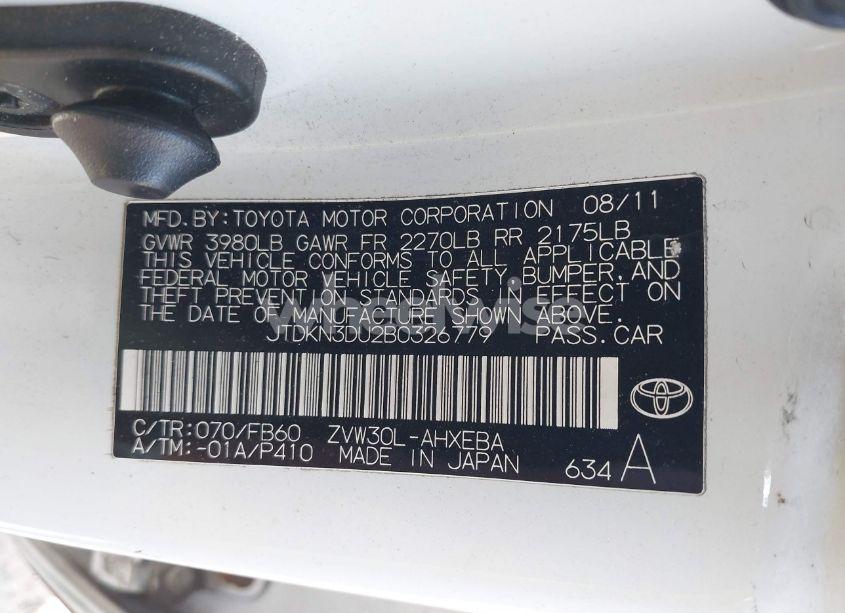 Photo 9 of 2011 Toyota Prius TWO (VIN JTDKN3DU2B0326779)