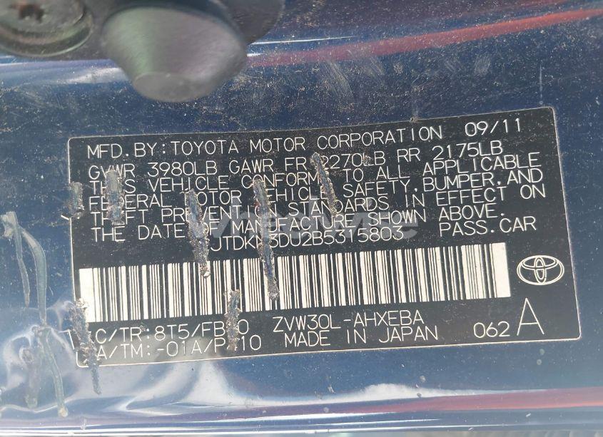 Photo 9 of 2011 Toyota Prius THREE (VIN JTDKN3DU2B5315803)