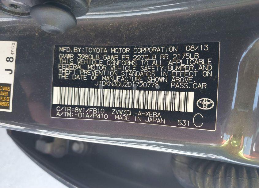Photo 9 of 2013 Toyota Prius TWO (VIN JTDKN3DU2D1720778)
