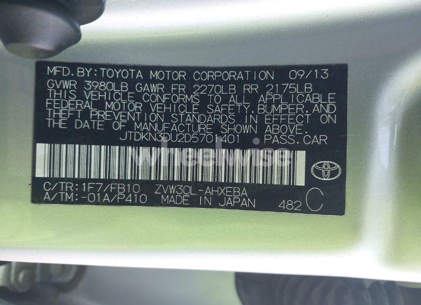 Photo 9 of 2013 Toyota Prius TWO (VIN JTDKN3DU2D5701401)
