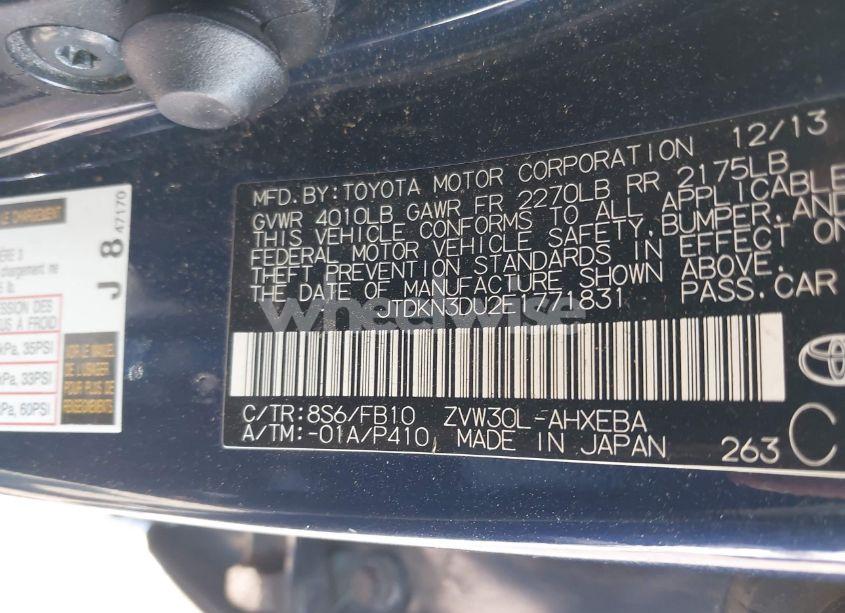 Photo 9 of 2014 Toyota Prius TWO (VIN JTDKN3DU2E1771831)