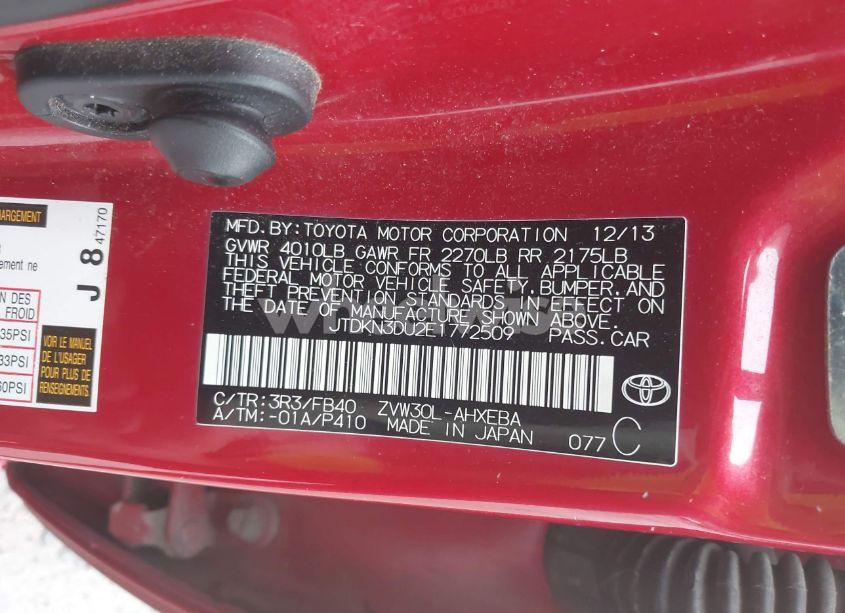 Photo 9 of 2014 Toyota Prius (VIN JTDKN3DU2E1772509)