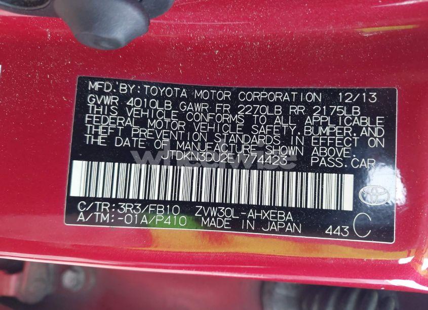 Photo 9 of 2014 Toyota Prius TWO (VIN JTDKN3DU2E1774423)