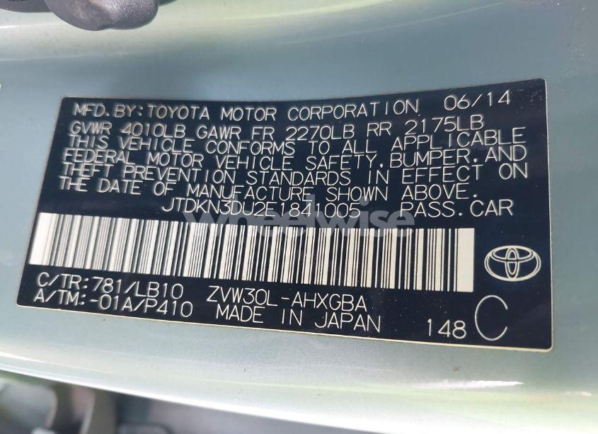 Photo 9 of 2014 Toyota Prius FOUR (VIN JTDKN3DU2E1841005)