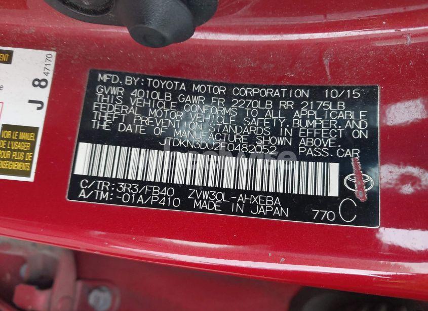 Photo 9 of 2015 Toyota Prius TWO (VIN JTDKN3DU2F0482052)