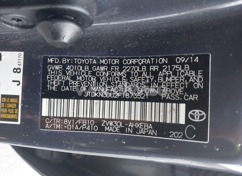 Photo 9 of 2015 Toyota Prius TWO (VIN JTDKN3DU2F1873521)