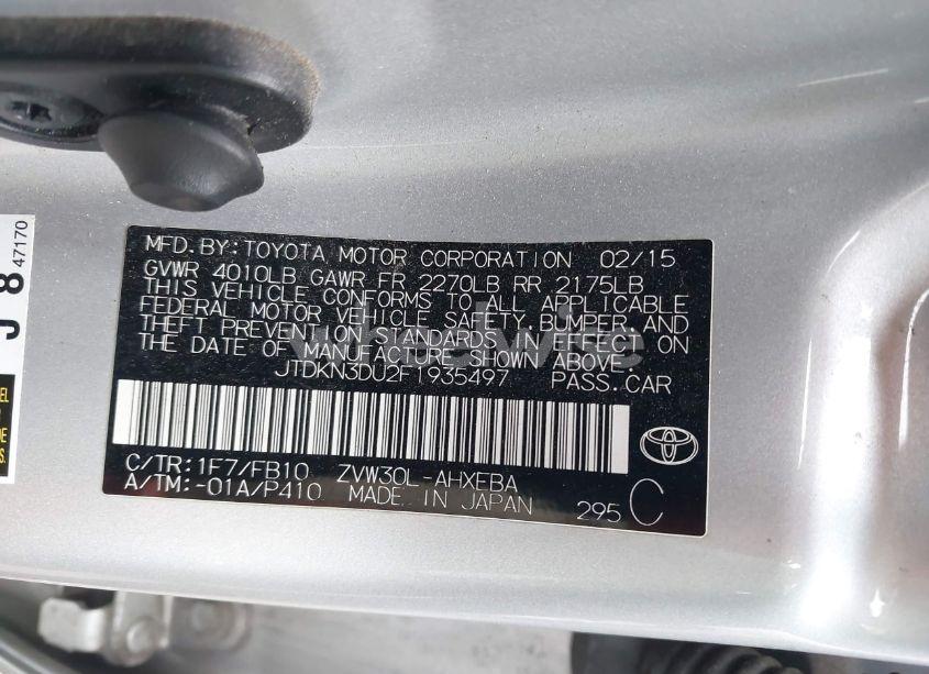 Photo 9 of 2015 Toyota Prius FIVE/FOUR/PERSONA SERIES SPECIAL EDITION/THREE/TWO (VIN JTDKN3DU2F1935497)