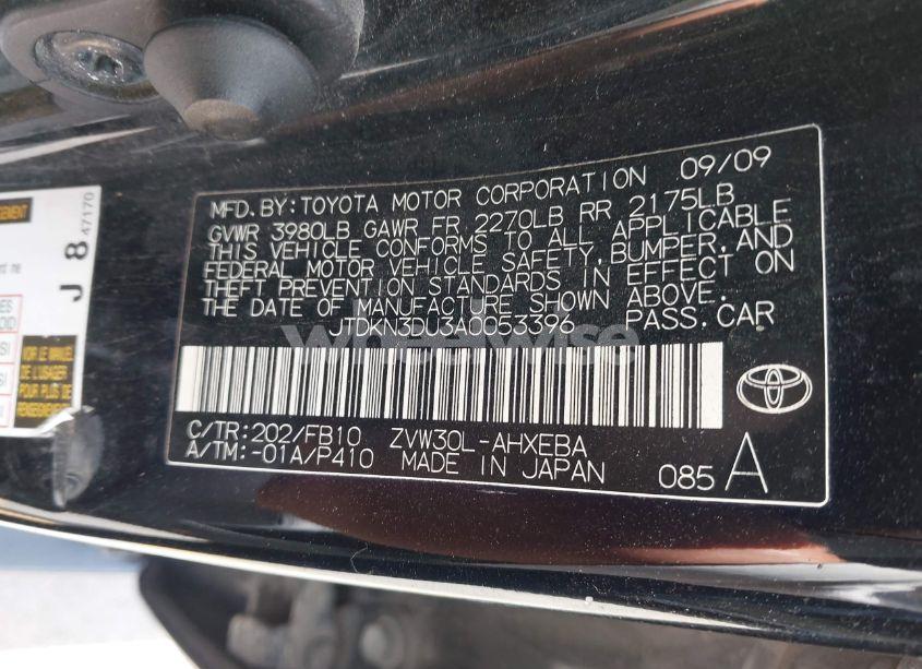 Photo 9 of 2010 Toyota Prius II (VIN JTDKN3DU3A0053396)