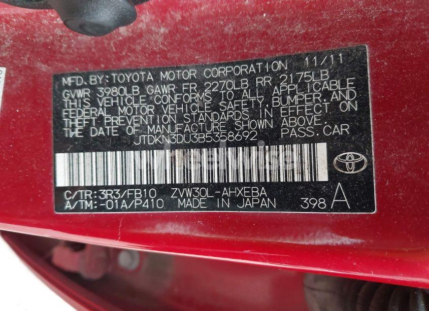 Photo 9 of 2011 Toyota Prius TWO (VIN JTDKN3DU3B5358692)