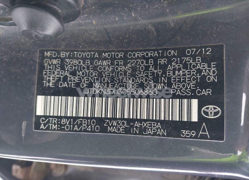 Photo 9 of 2012 Toyota Prius TWO (VIN JTDKN3DU3C5506860)