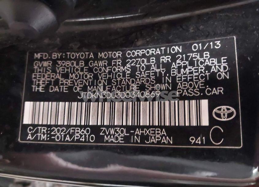 Photo 9 of 2013 Toyota Prius THREE (VIN JTDKN3DU3D0340869)