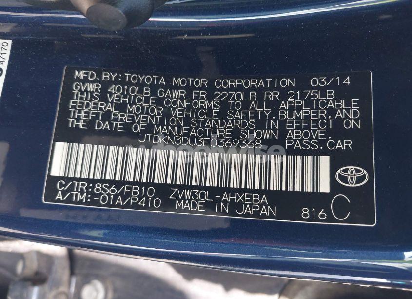 Photo 9 of 2014 Toyota Prius TWO (VIN JTDKN3DU3E0369368)