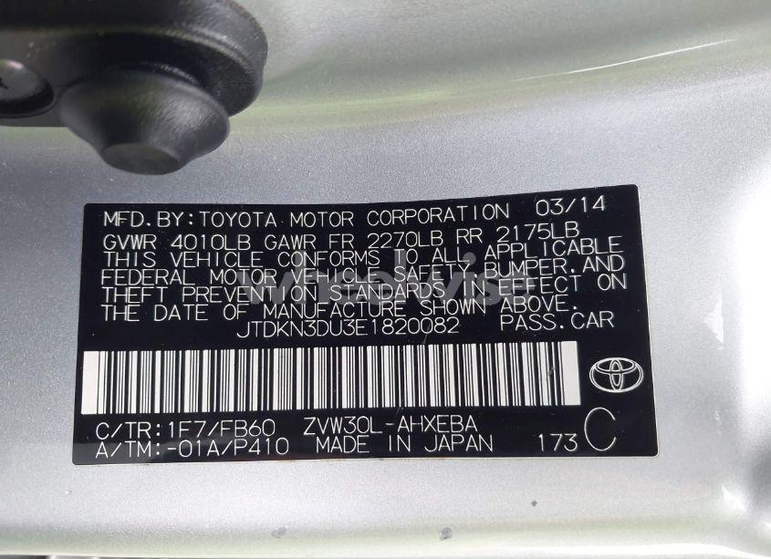 Photo 9 of 2014 Toyota Prius (VIN JTDKN3DU3E1820082)