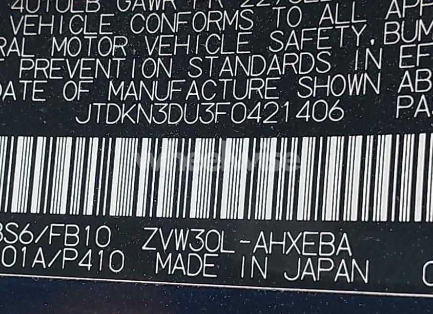 Photo 9 of 2015 Toyota Prius THREE (VIN JTDKN3DU3F0421406)