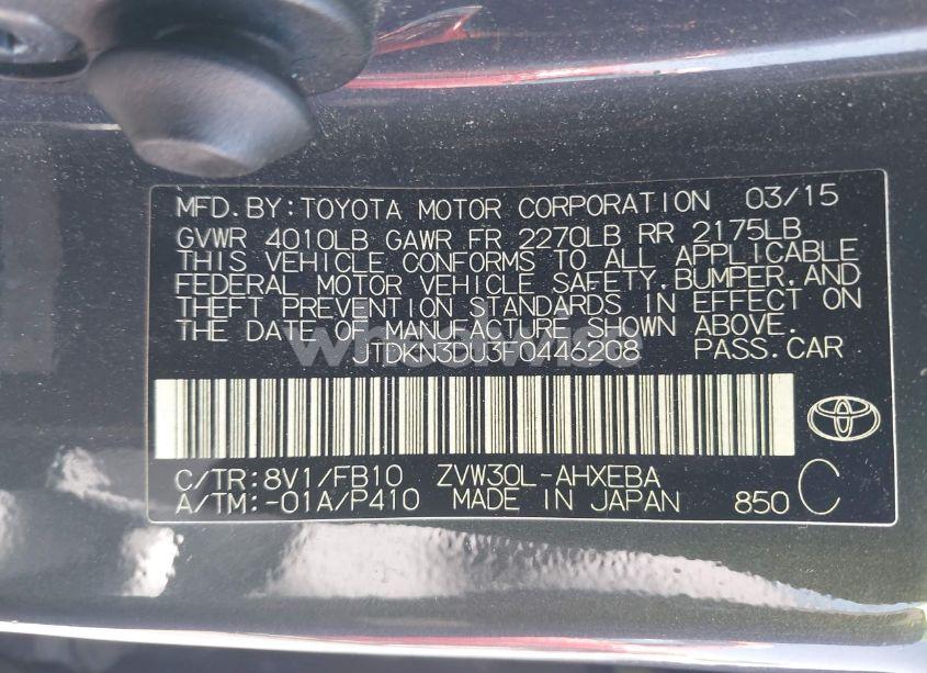 Photo 9 of 2015 Toyota Prius THREE (VIN JTDKN3DU3F0446208)