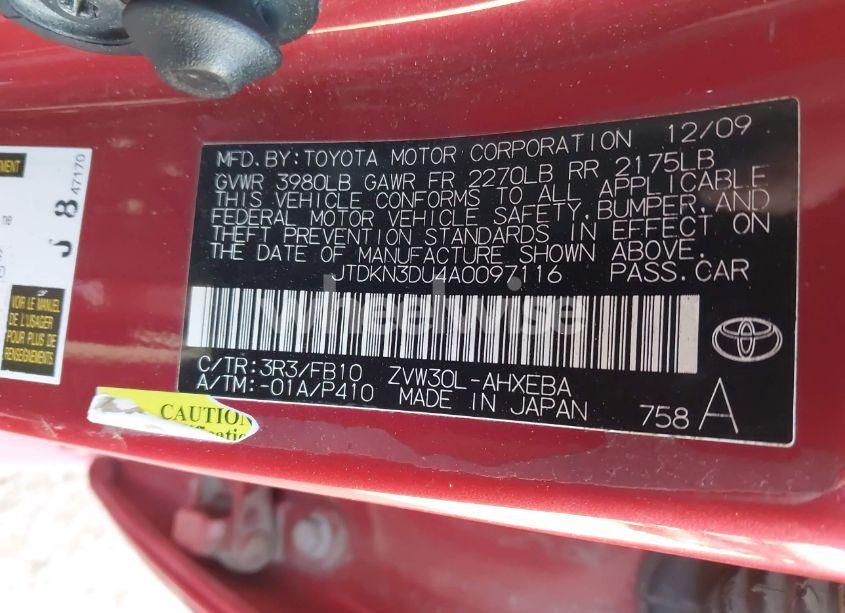 Photo 9 of 2010 Toyota Prius II (VIN JTDKN3DU4A0097116)
