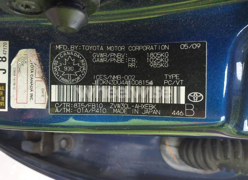 Photo 9 of 2010 Toyota Prius I/II/III/IV/V (VIN JTDKN3DU4A1008154)