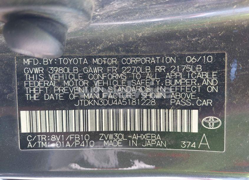 Photo 9 of 2010 Toyota Prius II (VIN JTDKN3DU4A5181228)