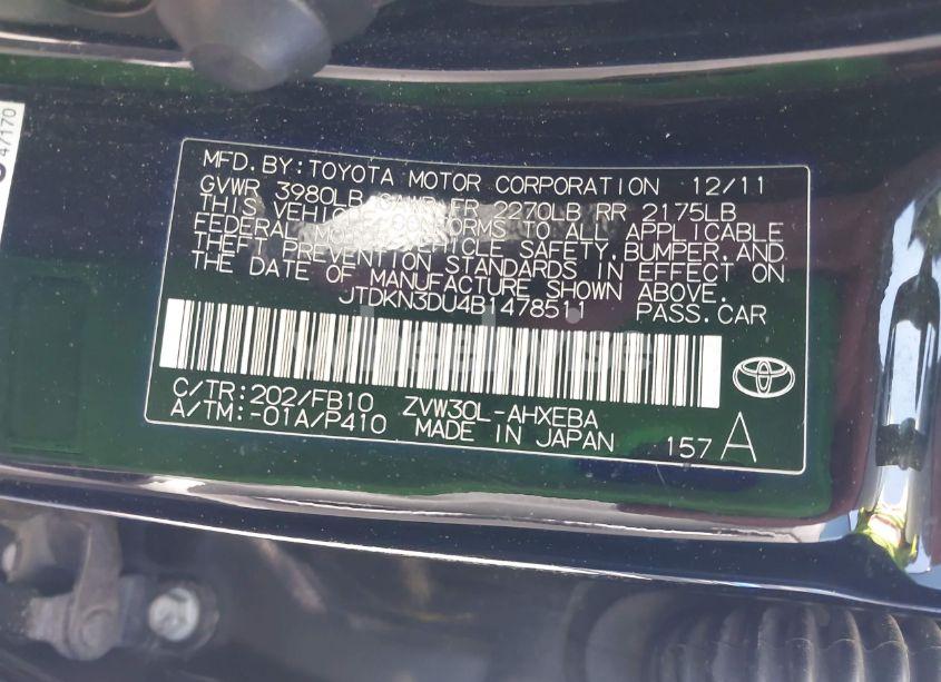 Photo 9 of 2011 Toyota Prius TWO (VIN JTDKN3DU4B1478511)