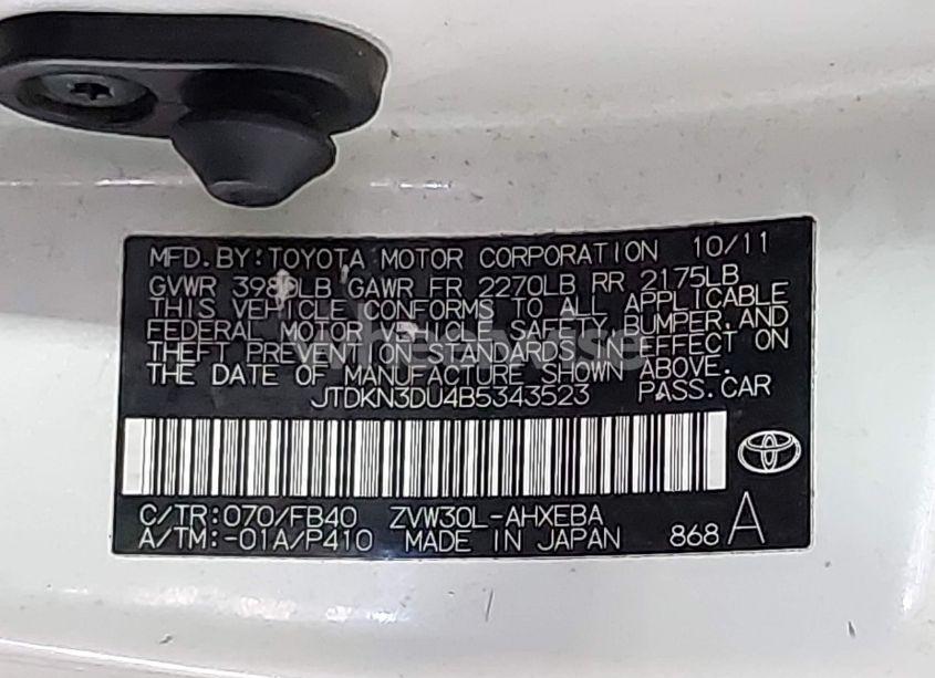 Photo 9 of 2011 Toyota Prius THREE (VIN JTDKN3DU4B5343523)