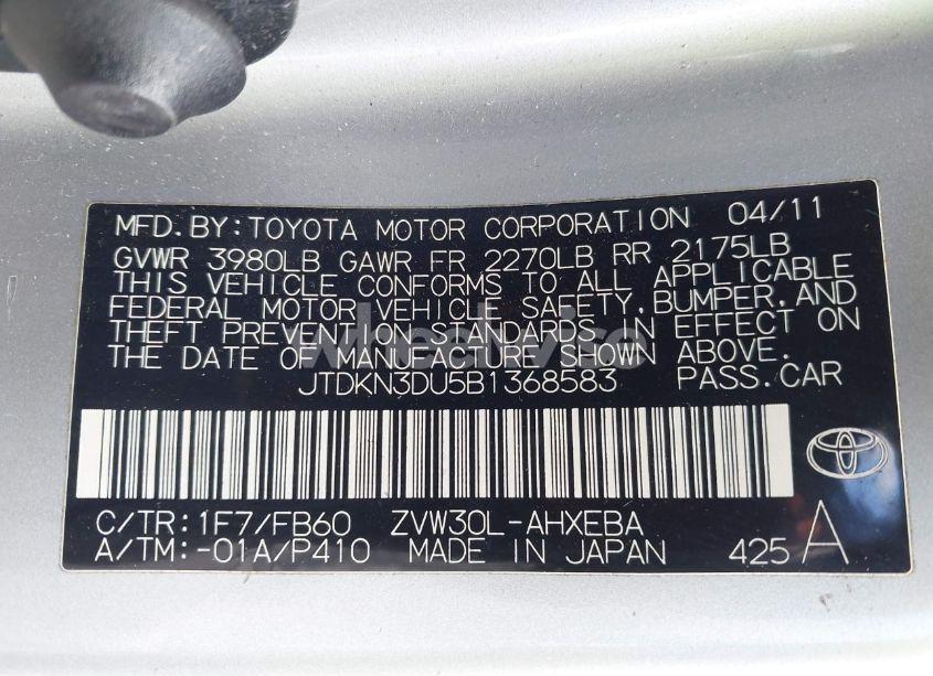 Photo 9 of 2011 Toyota Prius TWO (VIN JTDKN3DU5B1368583)