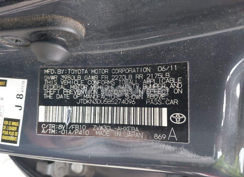 Photo 9 of 2011 Toyota Prius TWO (VIN JTDKN3DU5B5274096)