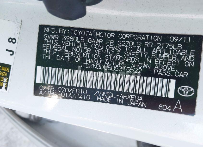 Photo 9 of 2011 Toyota Prius TWO (VIN JTDKN3DU5B5315522)