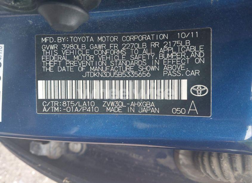 Photo 9 of 2011 Toyota Prius FOUR (VIN JTDKN3DU5B5335656)