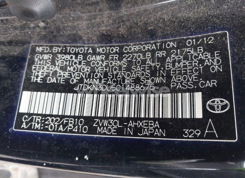 Photo 9 of 2012 Toyota Prius THREE (VIN JTDKN3DU5C1488675)