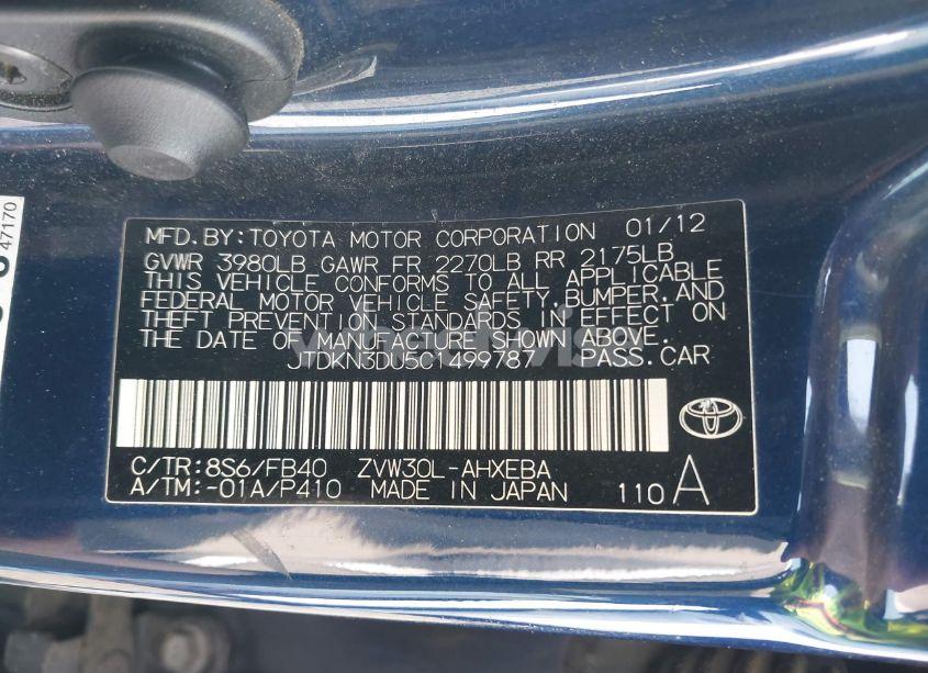 Photo 9 of 2012 Toyota Prius TWO (VIN JTDKN3DU5C1499787)