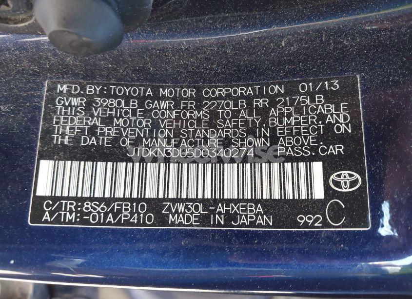 Photo 9 of 2013 Toyota Prius TWO (VIN JTDKN3DU5D0340274)