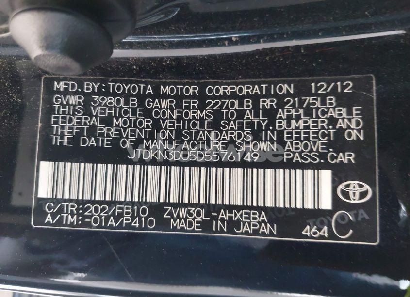 Photo 9 of 2013 Toyota Prius TWO (VIN JTDKN3DU5D5576149)