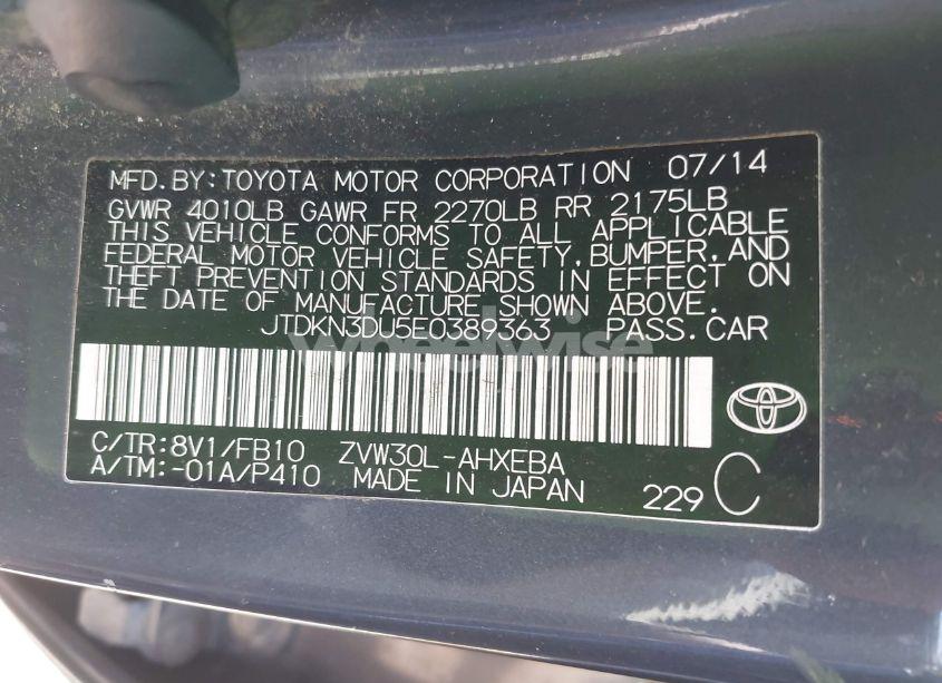 Photo 9 of 2014 Toyota Prius TWO (VIN JTDKN3DU5E0389363)