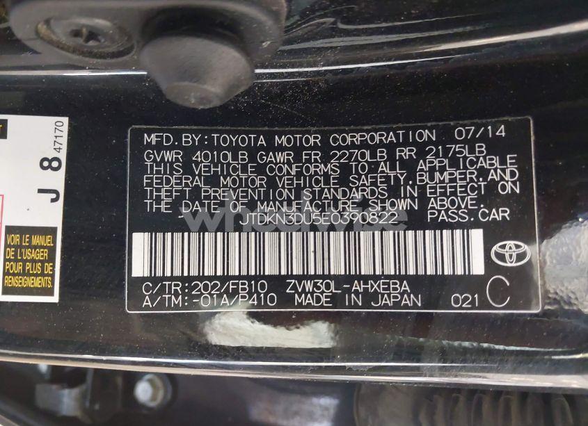 Photo 9 of 2014 Toyota Prius (VIN JTDKN3DU5E0390822)