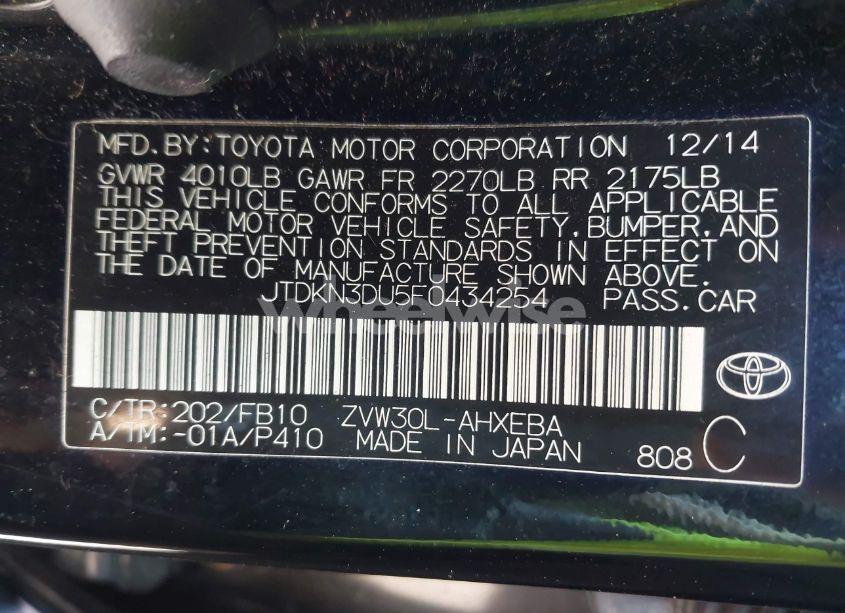 Photo 9 of 2015 Toyota Prius TWO (VIN JTDKN3DU5F0434254)