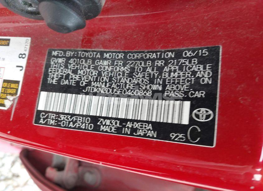 Photo 9 of 2015 Toyota Prius THREE (VIN JTDKN3DU5F0460868)