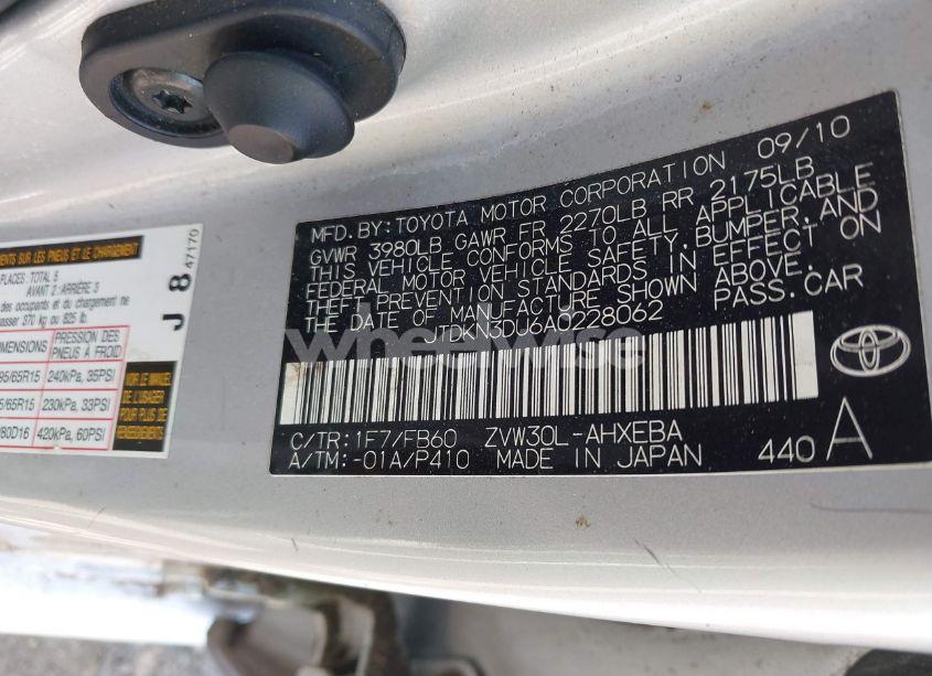 Photo 9 of 2010 Toyota Prius II (VIN JTDKN3DU6A0228062)