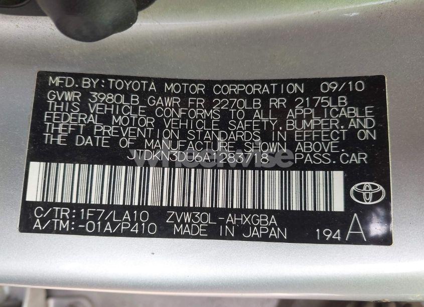 Photo 9 of 2010 Toyota Prius IV (VIN JTDKN3DU6A1283718)