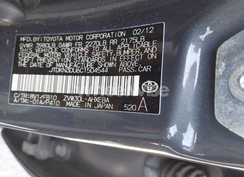 Photo 9 of 2012 Toyota Prius THREE (VIN JTDKN3DU6C1504544)