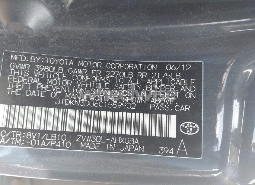 Photo 9 of 2012 Toyota Prius FOUR (VIN JTDKN3DU6C1559902)