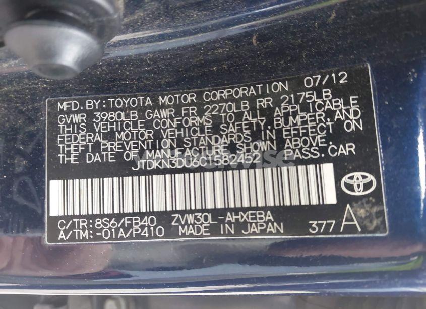 Photo 9 of 2012 Toyota Prius TWO (VIN JTDKN3DU6C1582452)