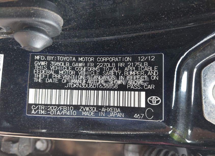 Photo 9 of 2013 Toyota Prius THREE (VIN JTDKN3DU6D1638858)