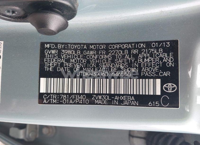 Photo 9 of 2013 Toyota Prius TWO (VIN JTDKN3DU6D1646555)