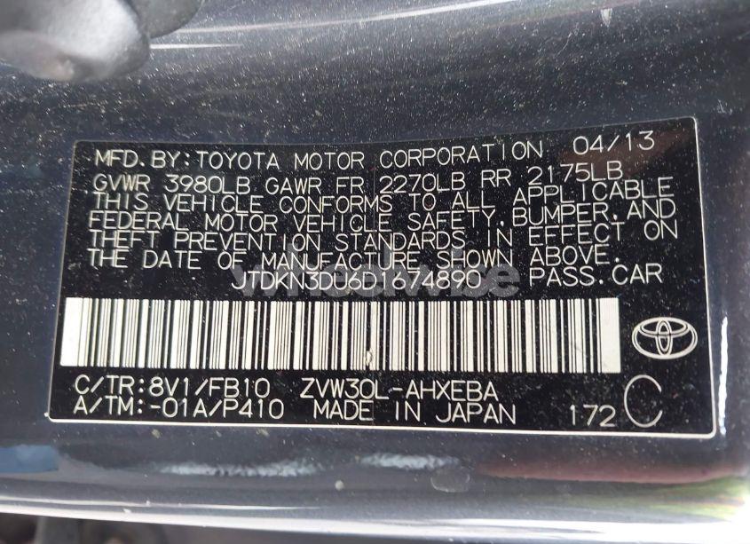 Photo 9 of 2013 Toyota Prius THREE (VIN JTDKN3DU6D1674890)