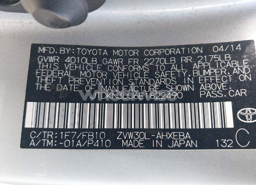 Photo 6 of 2014 Toyota Prius TWO (VIN JTDKN3DU6E1822490)