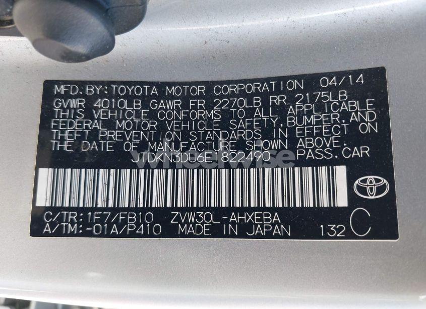 Photo 9 of 2014 Toyota Prius TWO (VIN JTDKN3DU6E1822490)