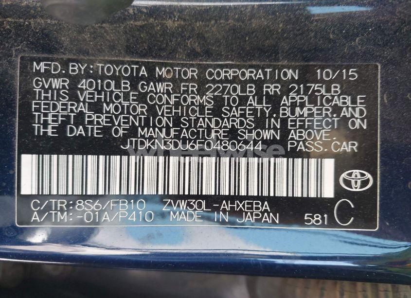 Photo 9 of 2015 Toyota Prius THREE (VIN JTDKN3DU6F0480644)